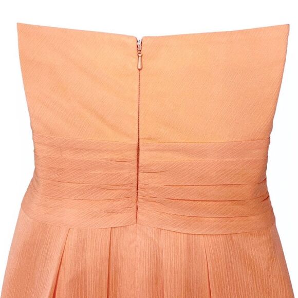 David’s Bridal Coral Strapless Chiffon Above Knee Bridesmaid’s Dress Size 0 - Picture 6 of 11